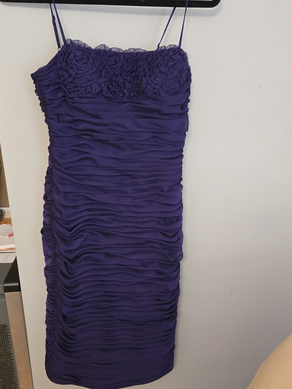Elegant Purple Ruched Spaghetti-Strap Dress
